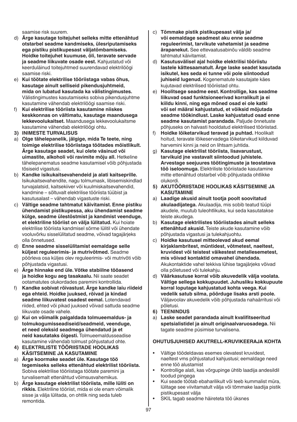 Skil 2016 AA User Manual | Page 97 / 128