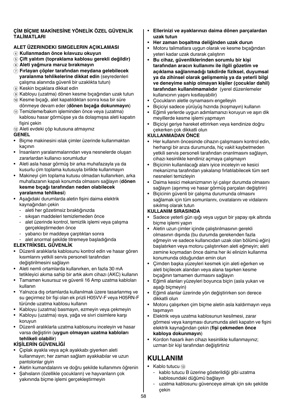 Kullanim | Skil 0705 RA User Manual | Page 58 / 132