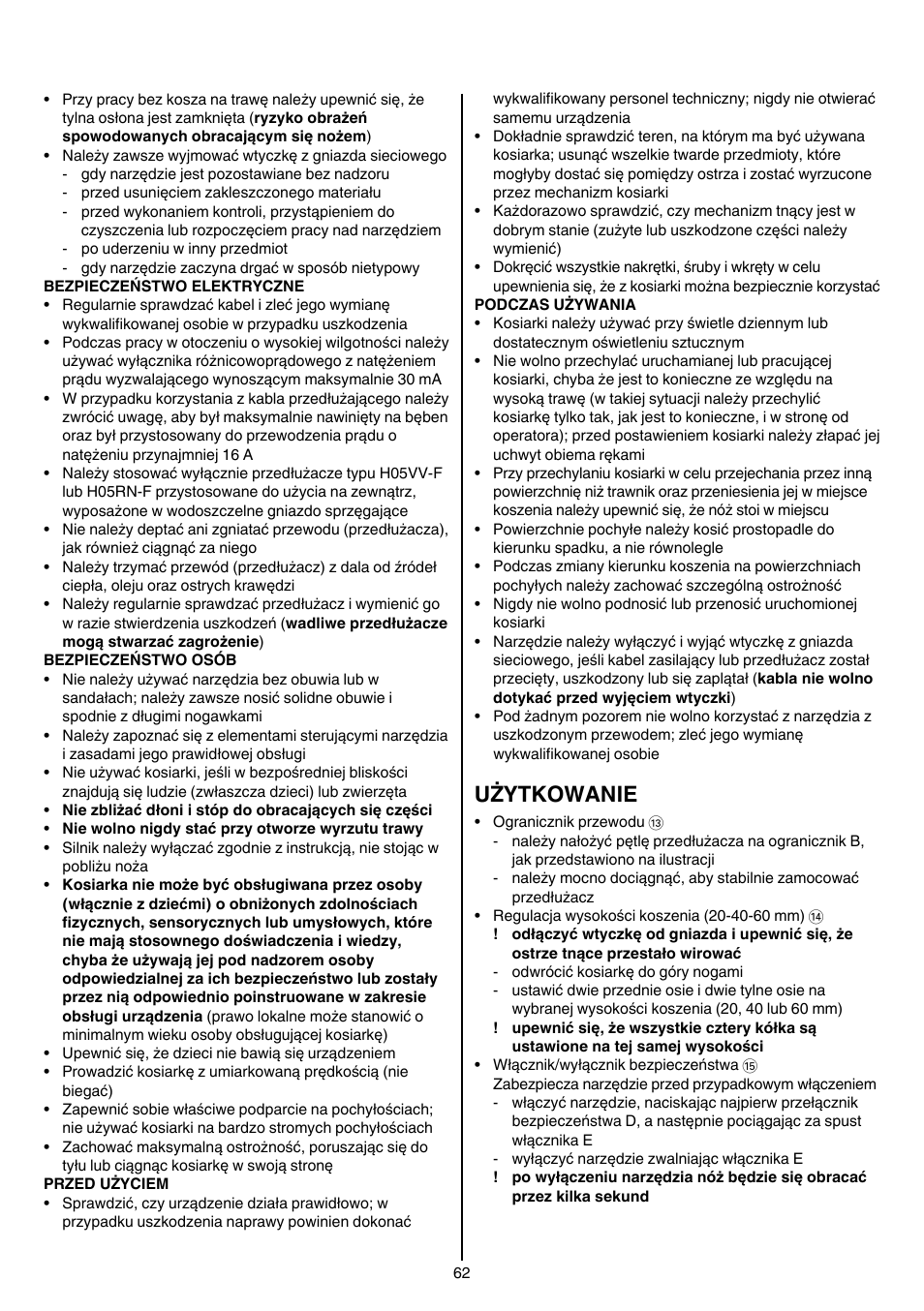 Użytkowanie | Skil 0705 RA User Manual | Page 62 / 132