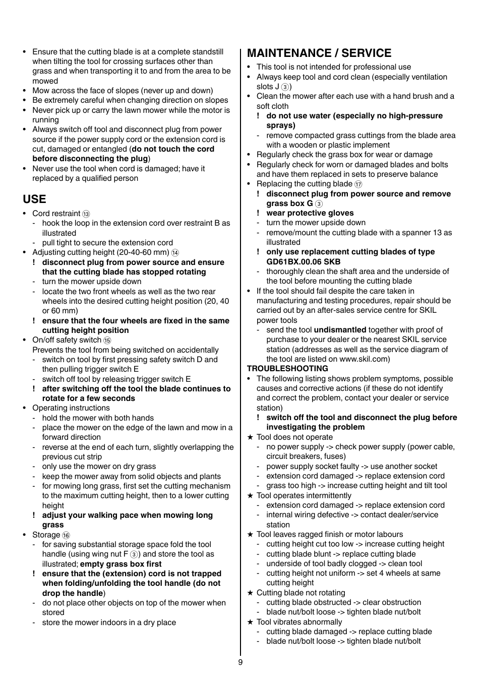 Maintenance / service | Skil 0705 RA User Manual | Page 9 / 132