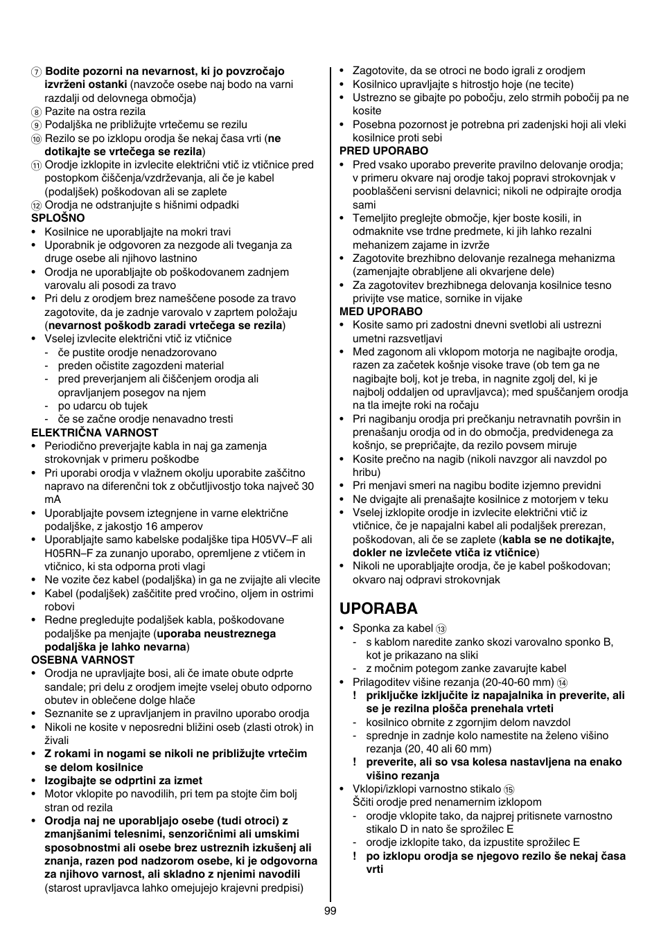 Uporaba | Skil 0705 RA User Manual | Page 99 / 132