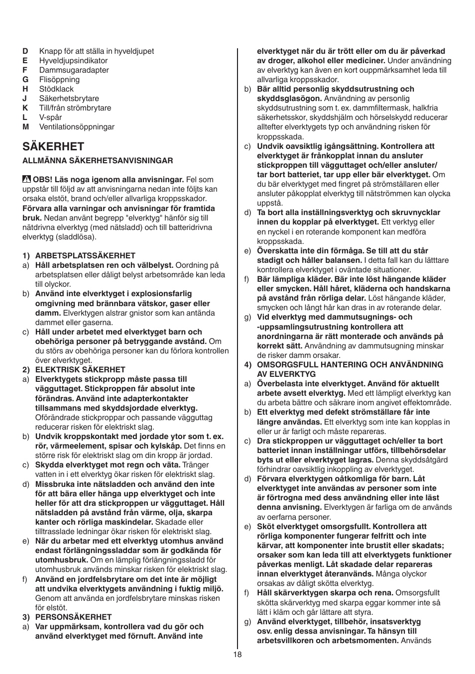 Säkerhet | Skil 1550 AA User Manual | Page 18 / 108