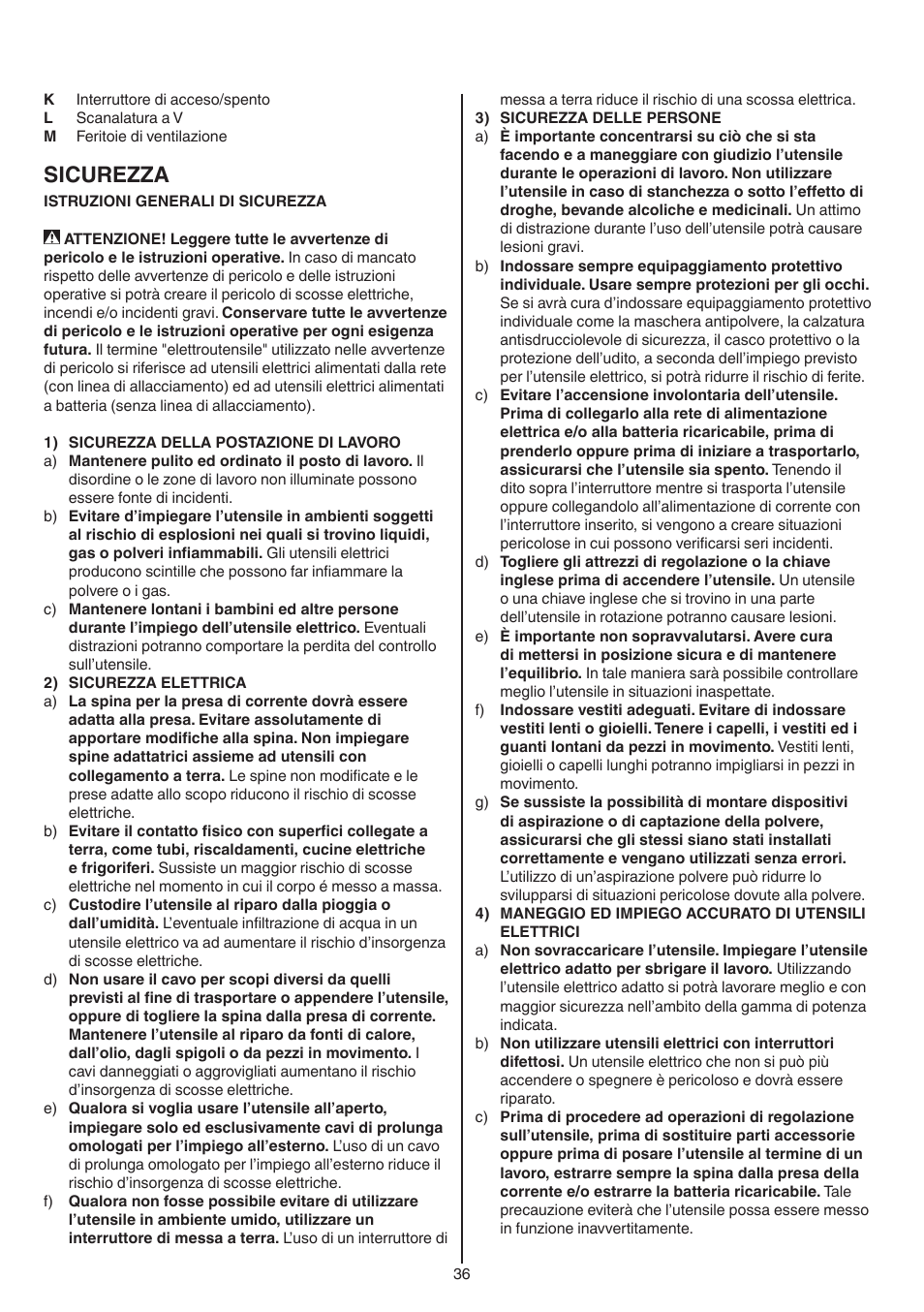 Sicurezza | Skil 1550 AA User Manual | Page 36 / 108