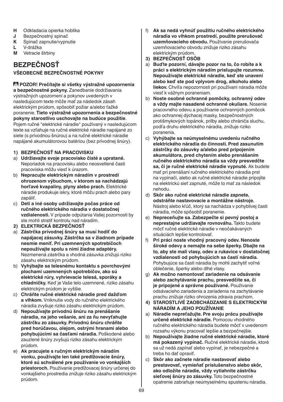 Bezpečnosť | Skil 1550 AA User Manual | Page 69 / 108
