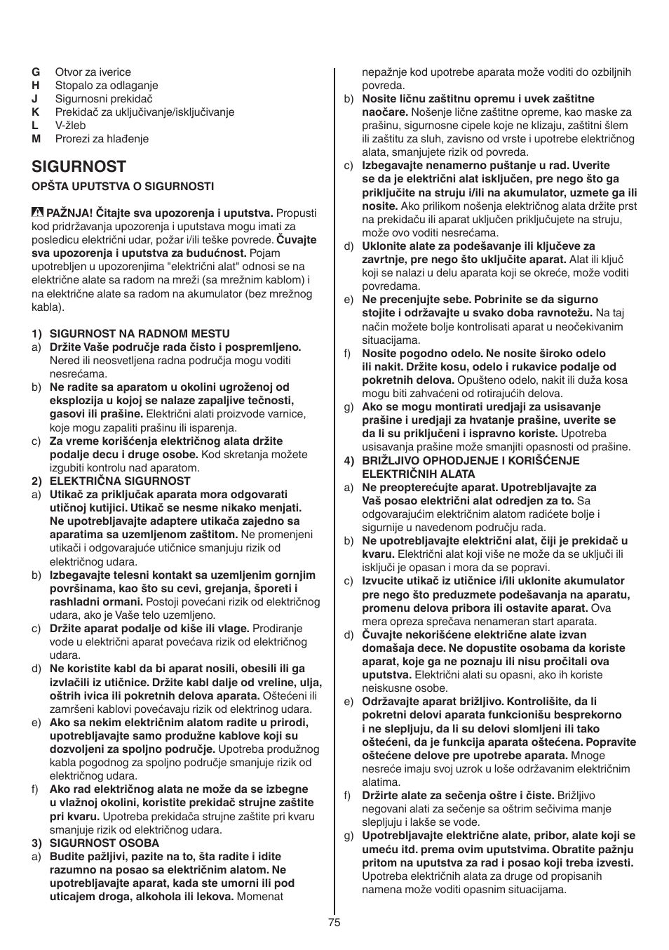 Sigurnost | Skil 1550 AA User Manual | Page 75 / 108