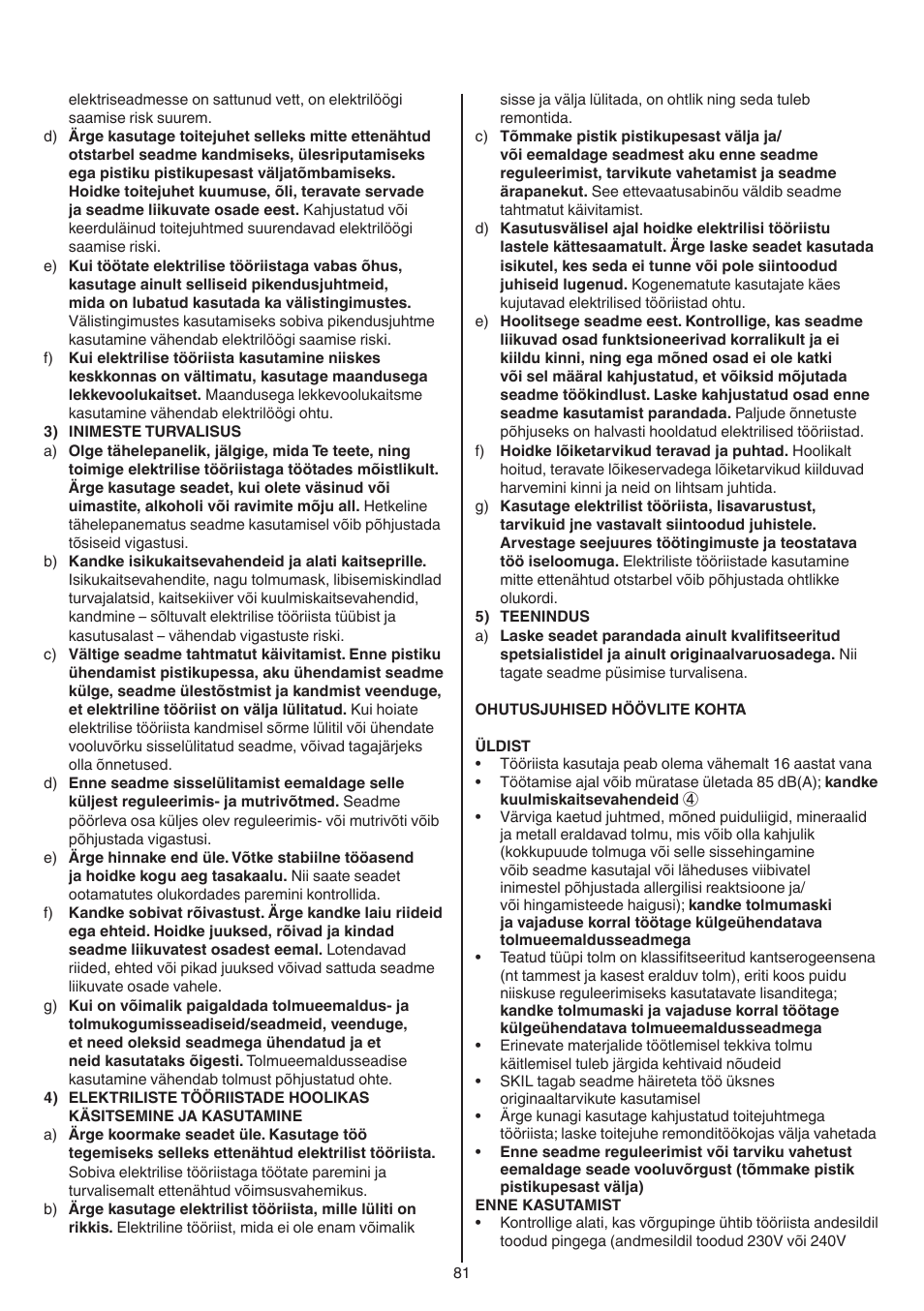 Skil 1550 AA User Manual | Page 81 / 108