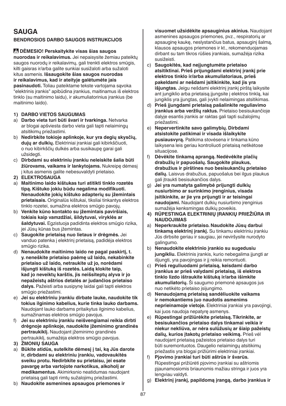 Sauga | Skil 1550 AA User Manual | Page 87 / 108
