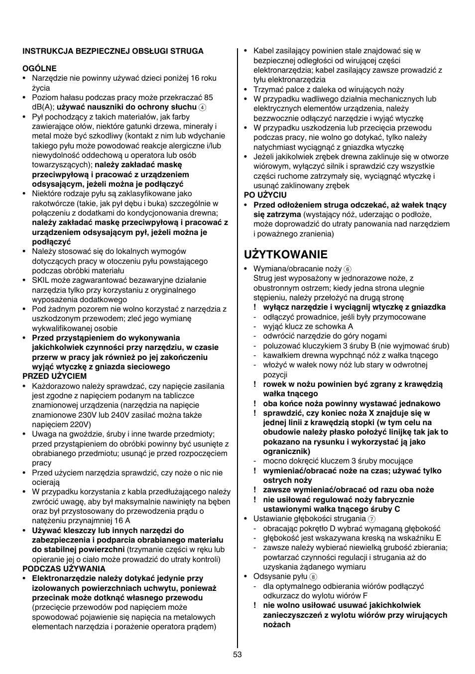 Użytkowanie | Skil 1560 AA User Manual | Page 53 / 112