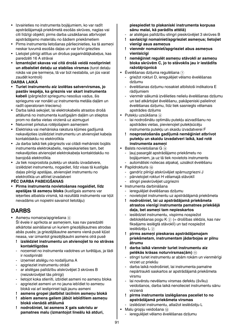 Darbs | Skil 1560 AA User Manual | Page 91 / 112