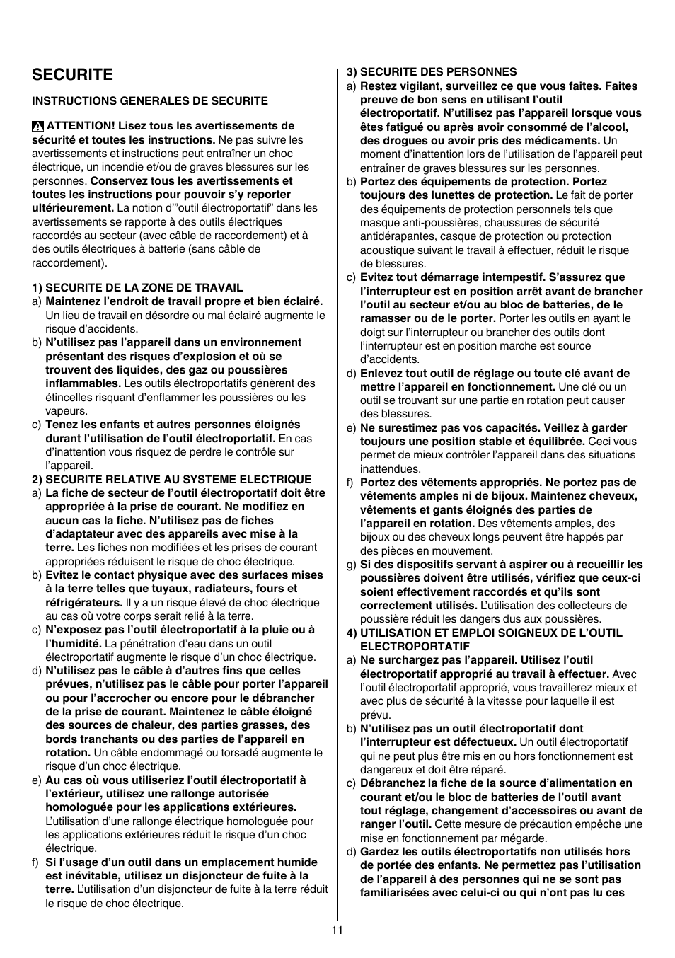 Securite | Skil 6950 AA (Torro) User Manual | Page 11 / 108