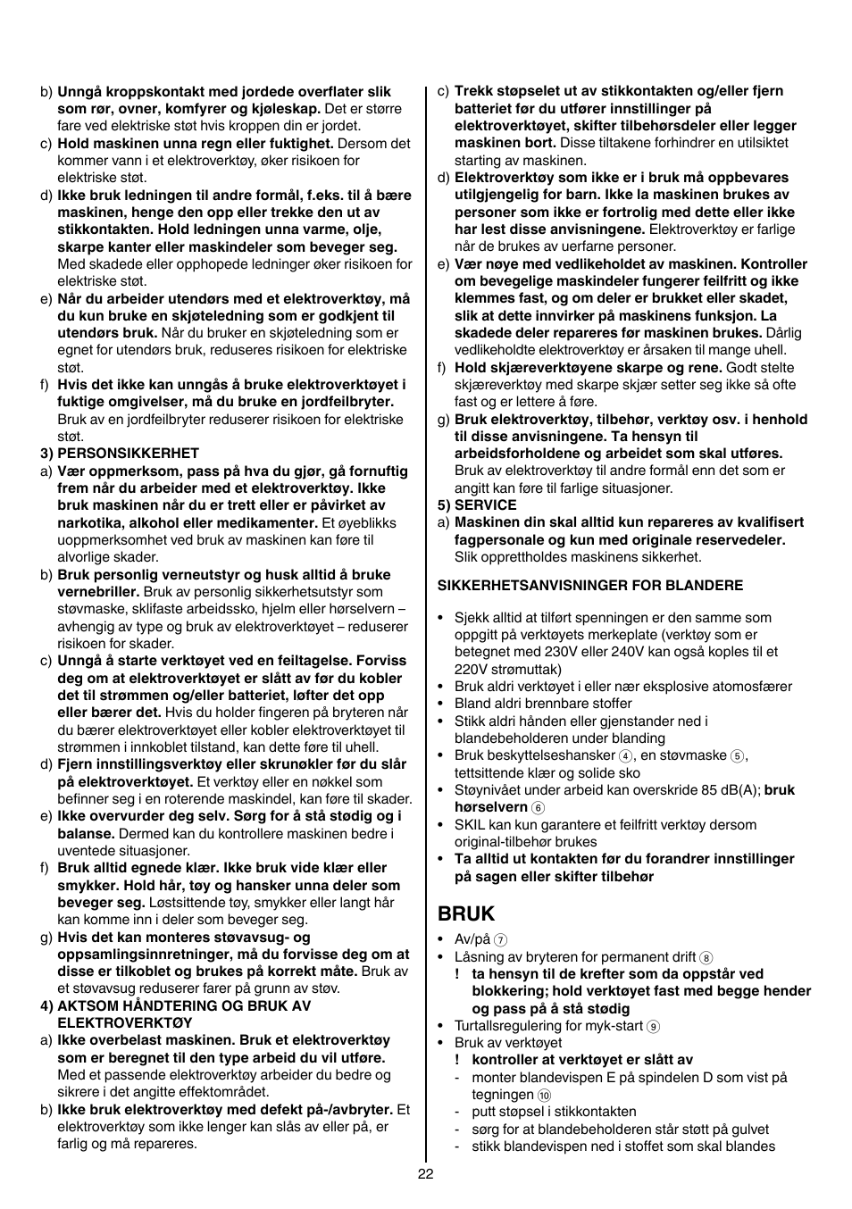 Bruk | Skil 1016 AA User Manual | Page 22 / 88