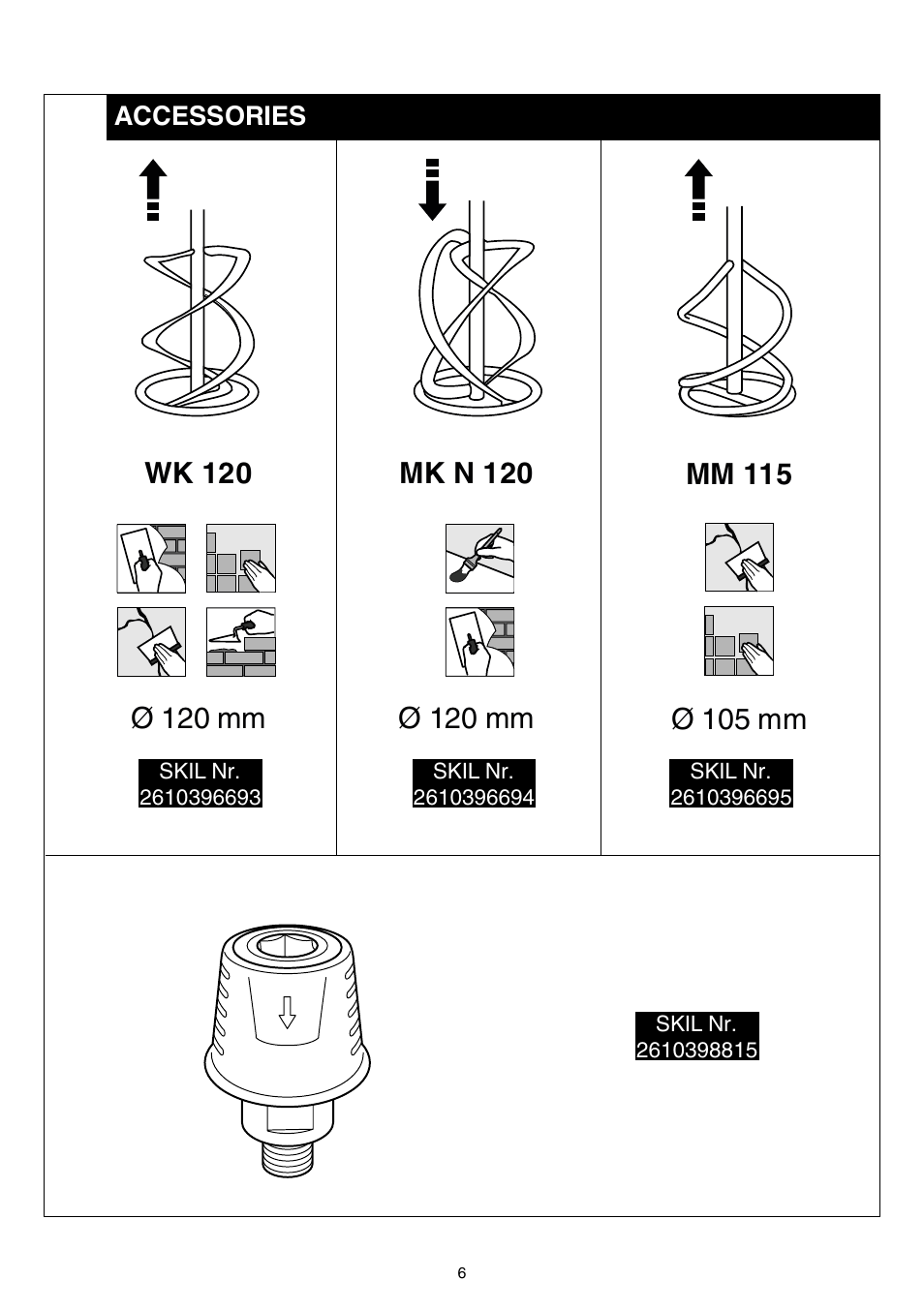 Wk 120, Mk n 120, Mm 115 | Ø 120 mm | Skil 1016 AA User Manual | Page 6 / 88