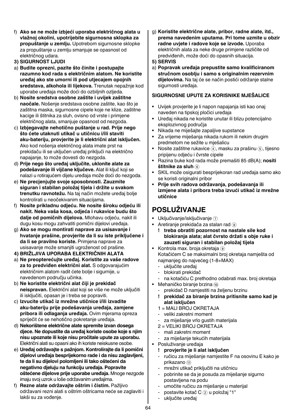 Posluživanje | Skil 1613 AA User Manual | Page 64 / 92