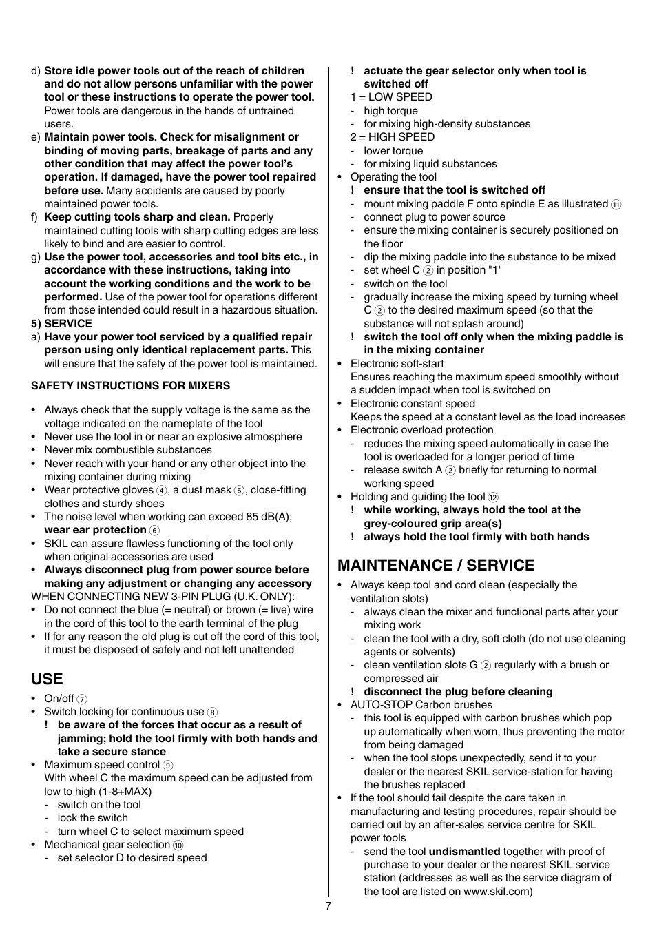 Maintenance / service | Skil 1613 AA User Manual | Page 7 / 92