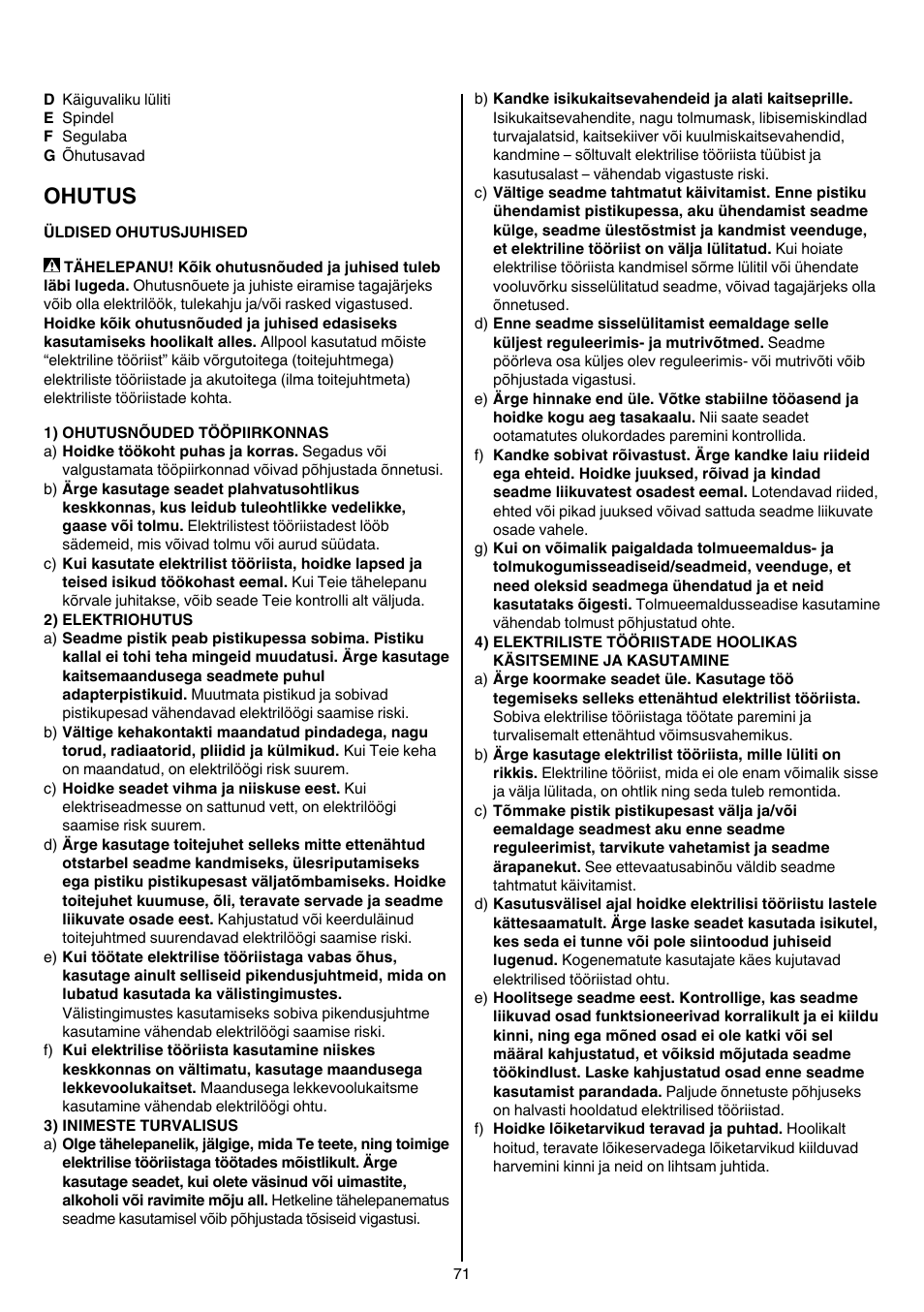 Ohutus | Skil 1613 AA User Manual | Page 71 / 92