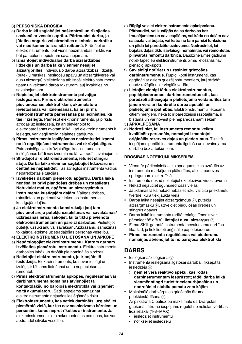 Darbs | Skil 1613 AA User Manual | Page 74 / 92