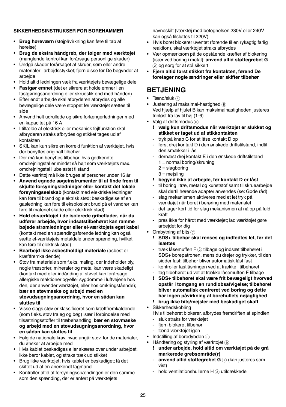 Betjening | Skil 1766 AK User Manual | Page 25 / 116