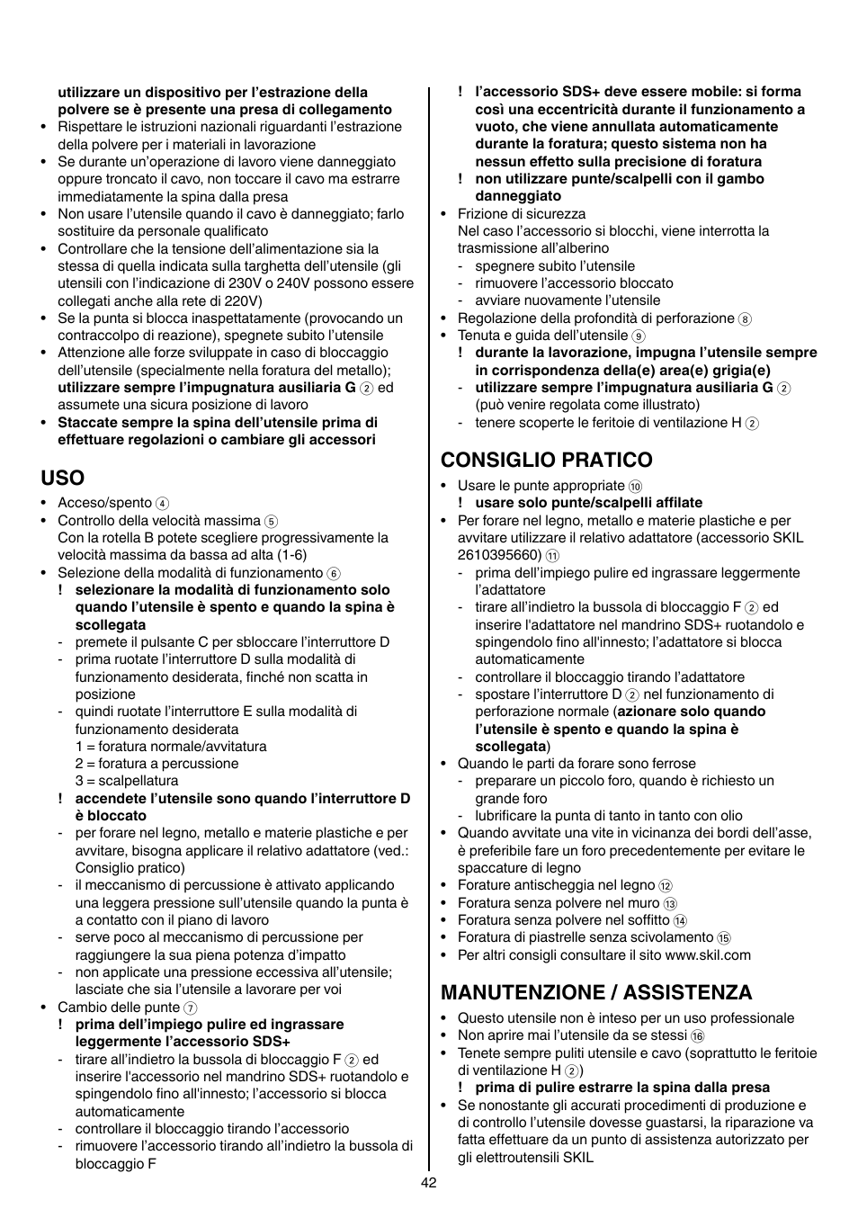 Consiglio pratico, Manutenzione / assistenza | Skil 1766 AK User Manual | Page 42 / 116