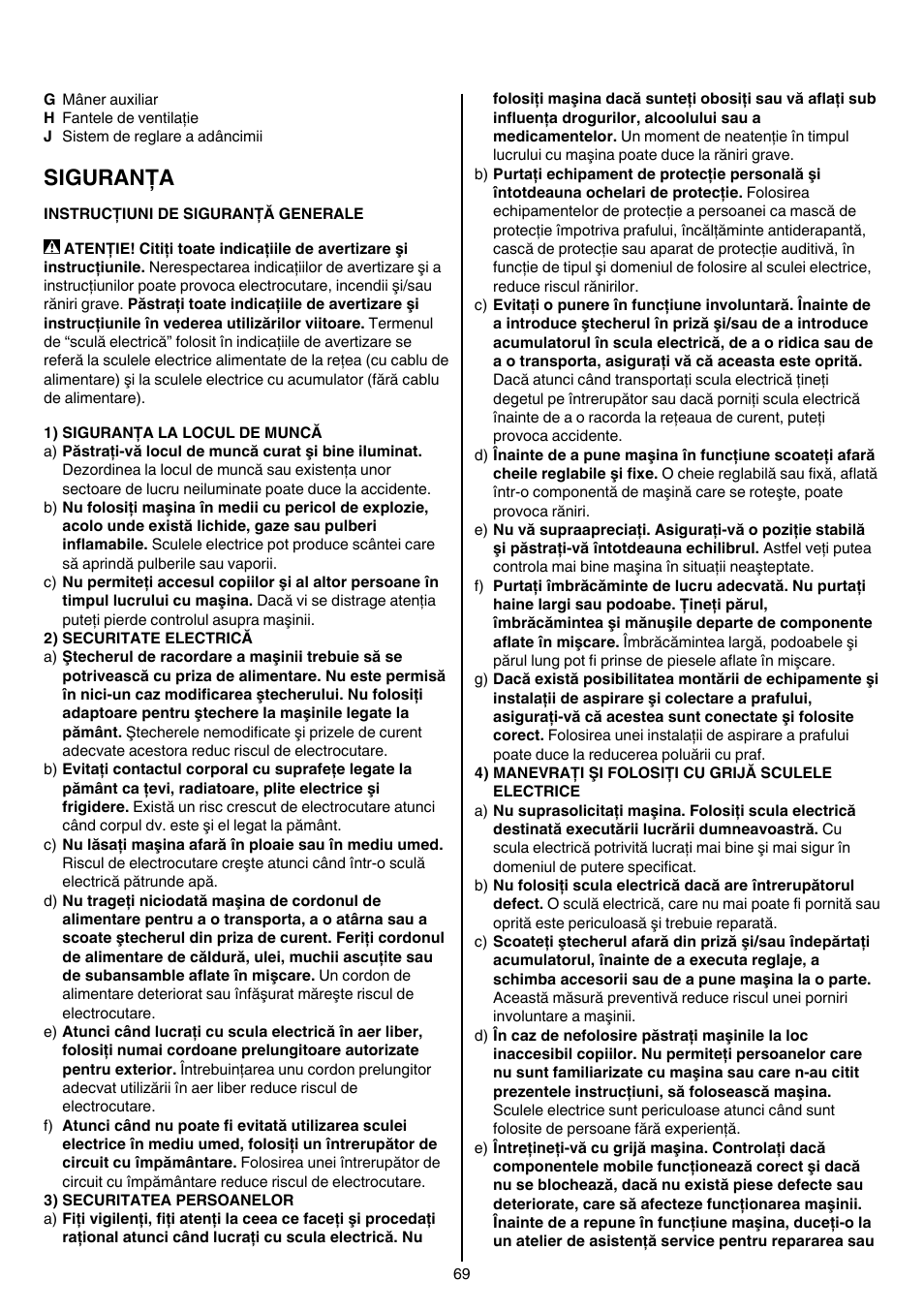 Siguranţa | Skil 1766 AK User Manual | Page 69 / 116