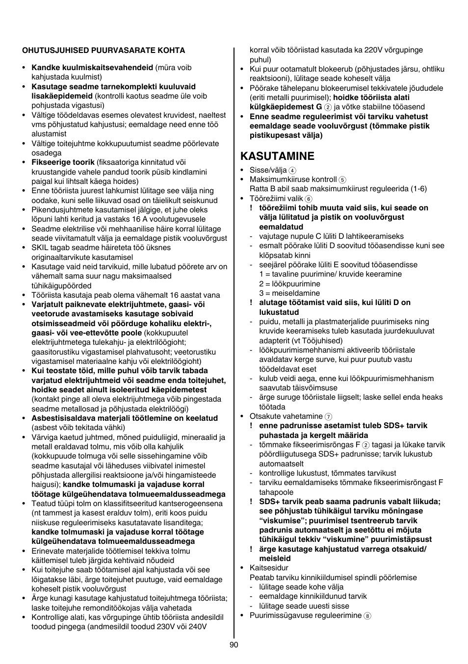 Kasutamine | Skil 1766 AK User Manual | Page 90 / 116