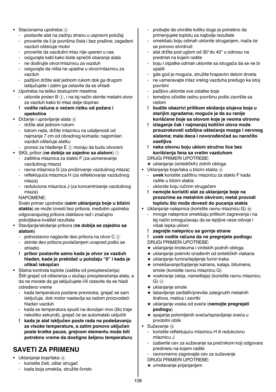 Saveti za primenu | Skil 8003 CA User Manual | Page 108 / 148