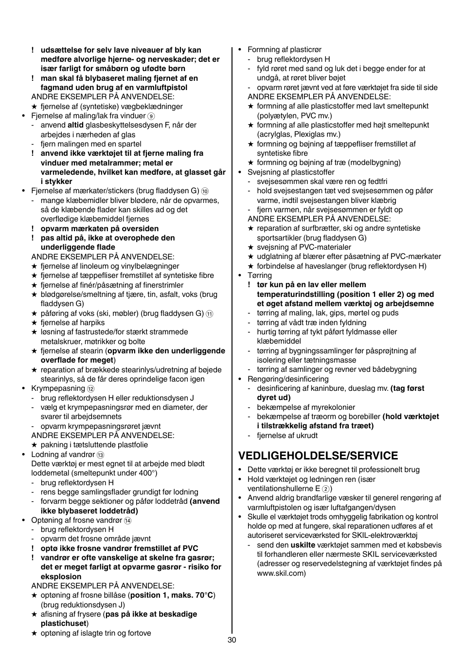 Vedligeholdelse/service | Skil 8003 CA User Manual | Page 30 / 148