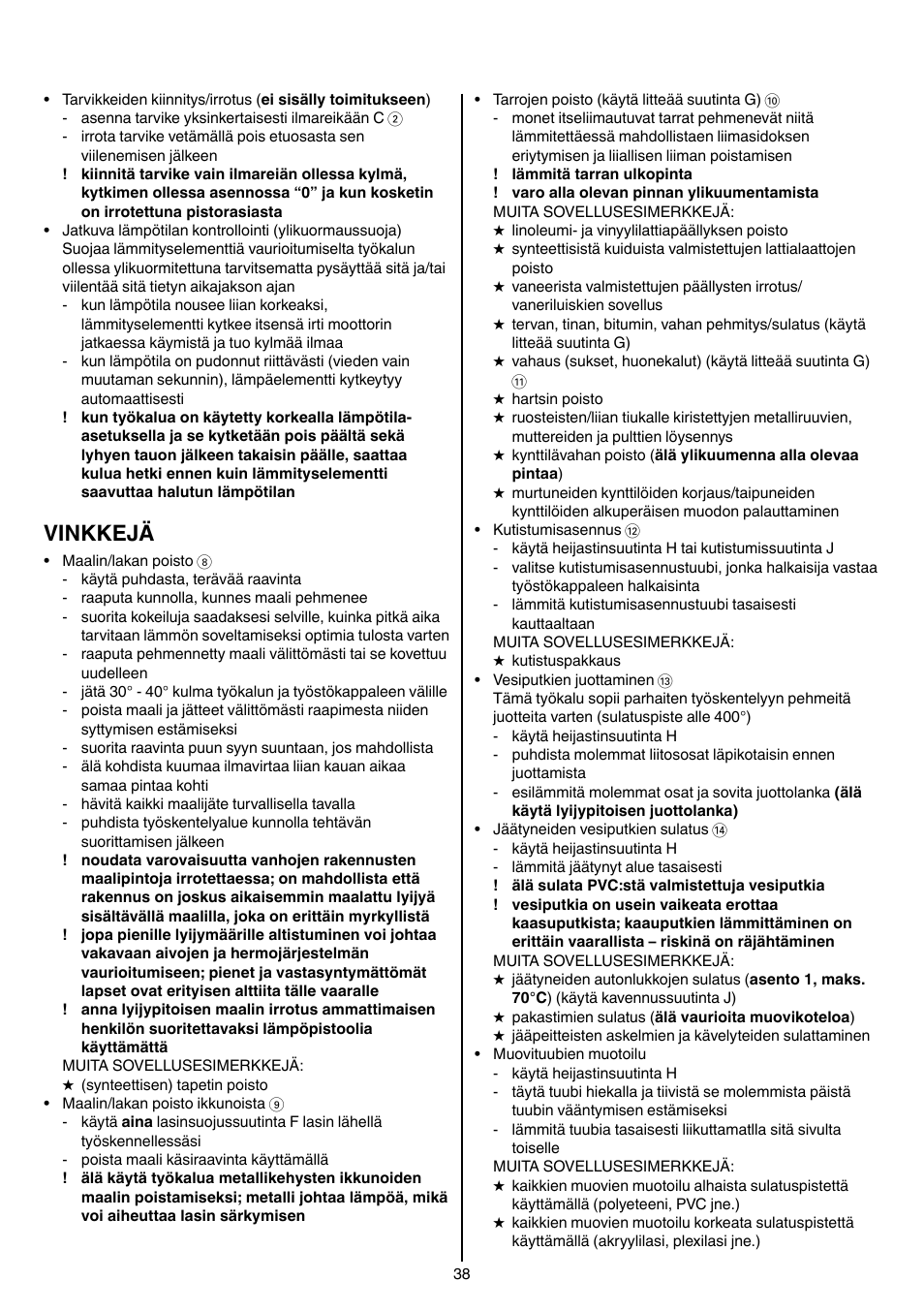 Vinkkejä | Skil 8003 CA User Manual | Page 38 / 148