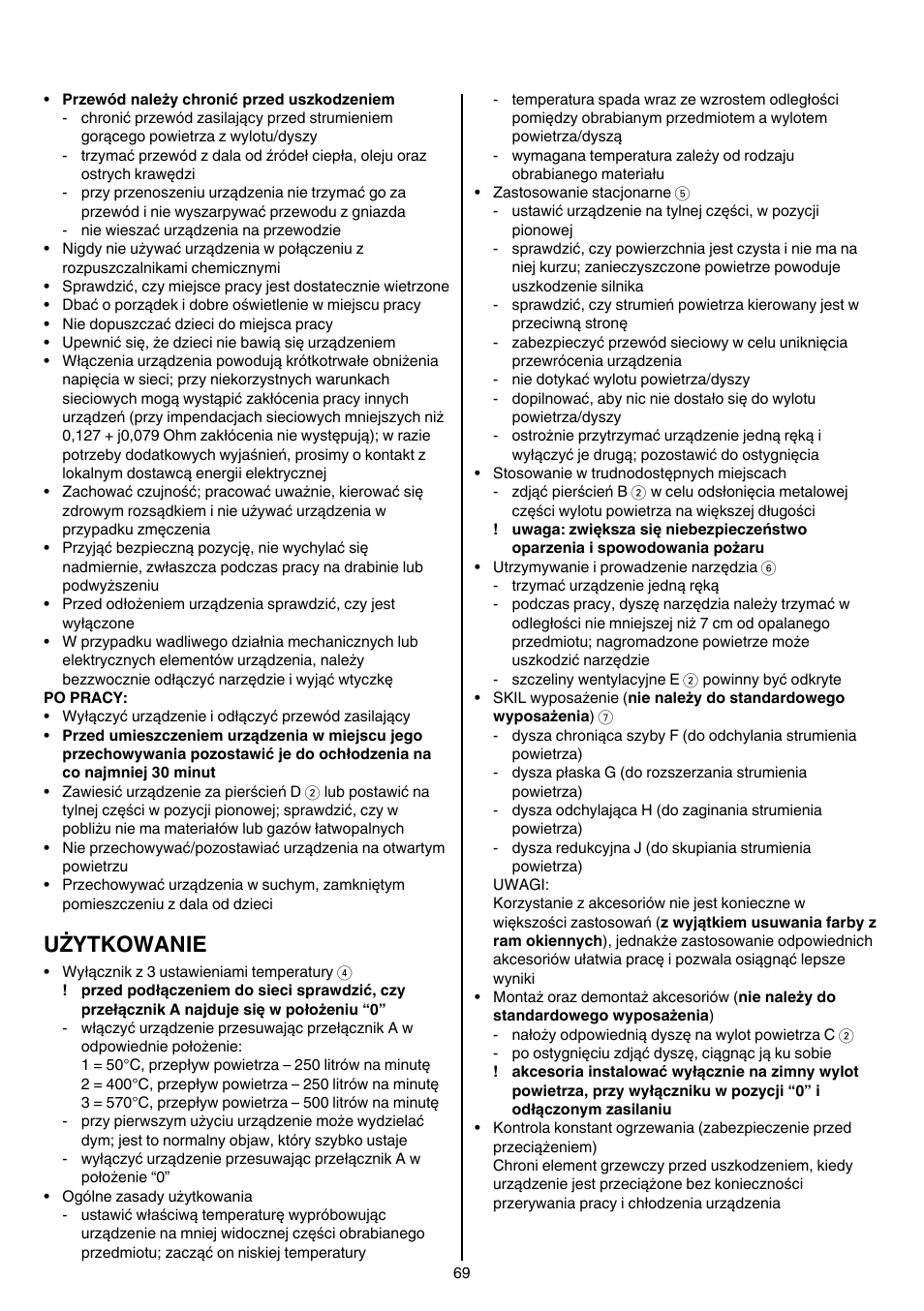 Użytkowanie | Skil 8003 CA User Manual | Page 69 / 148