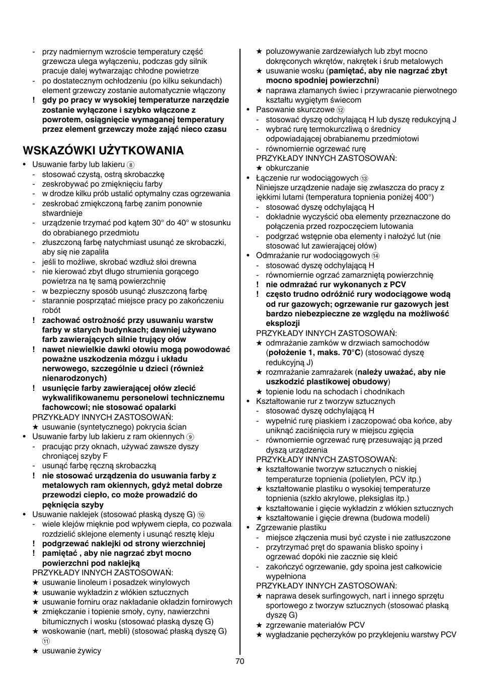 Wskazówki użytkowania | Skil 8003 CA User Manual | Page 70 / 148