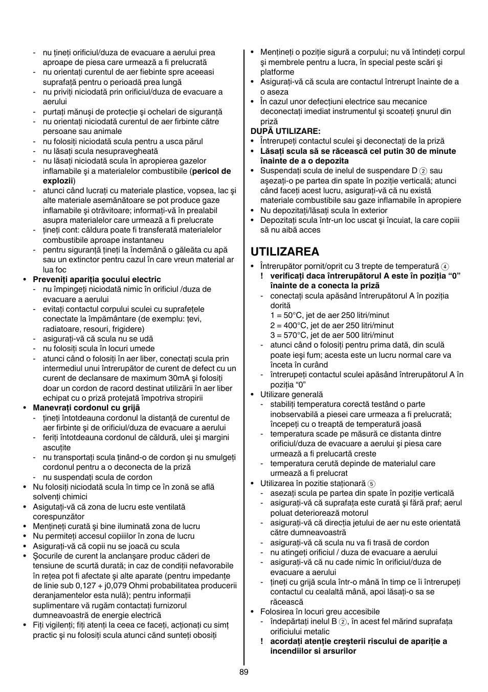 Utilizarea | Skil 8003 CA User Manual | Page 89 / 148