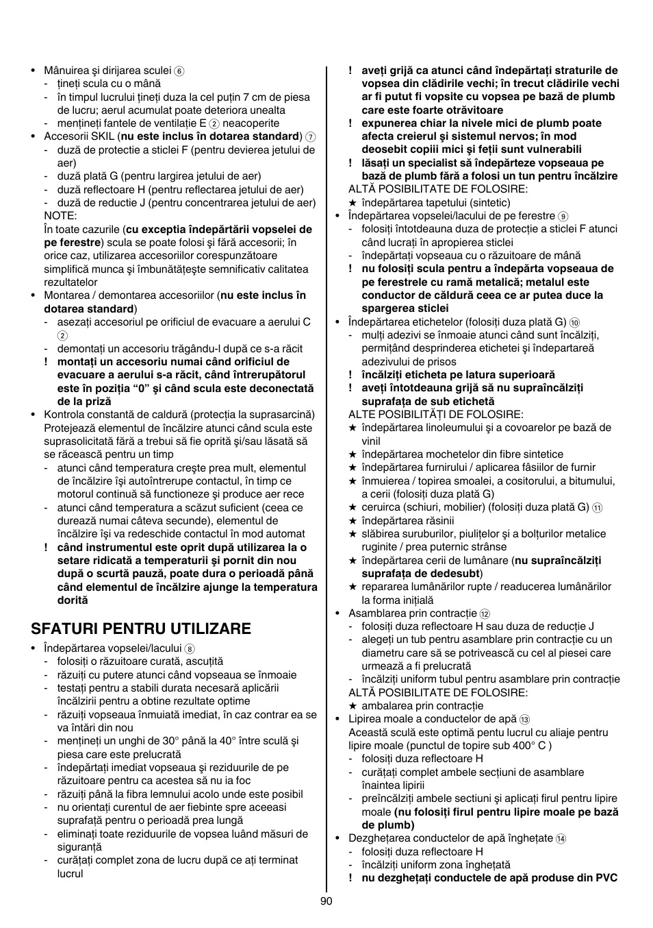 Sfaturi pentru utilizare | Skil 8003 CA User Manual | Page 90 / 148
