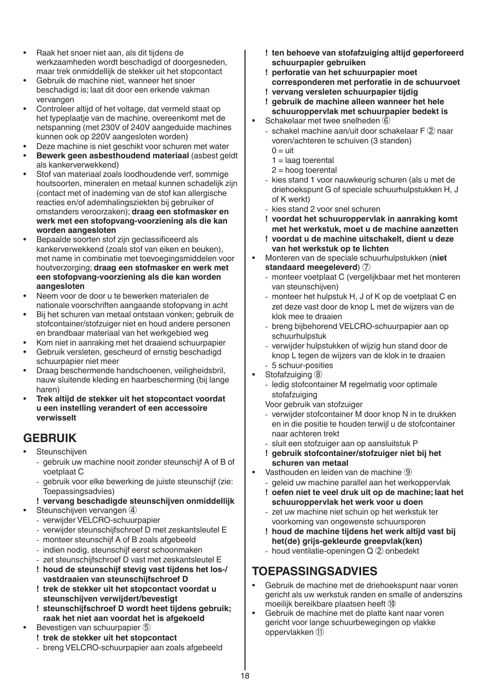 Gebruik, Toepassingsadvies | Skil 7220 (F0157220..) User Manual | Page 18 / 116