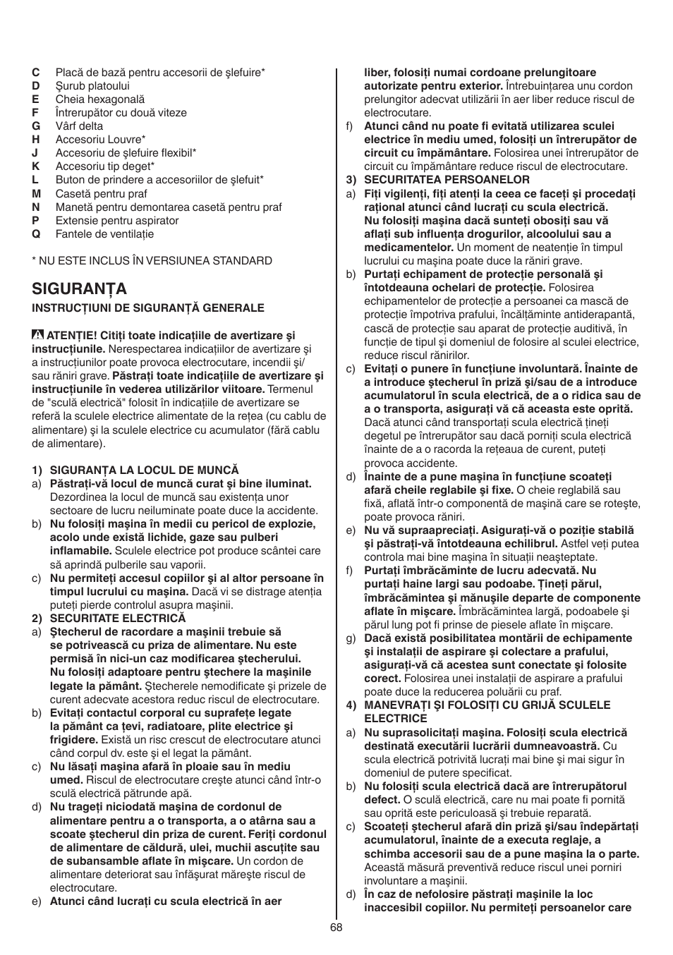 Siguranţa | Skil 7220 (F0157220..) User Manual | Page 68 / 116