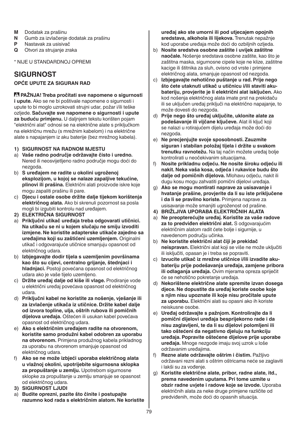 Sigurnost | Skil 7220 (F0157220..) User Manual | Page 79 / 116