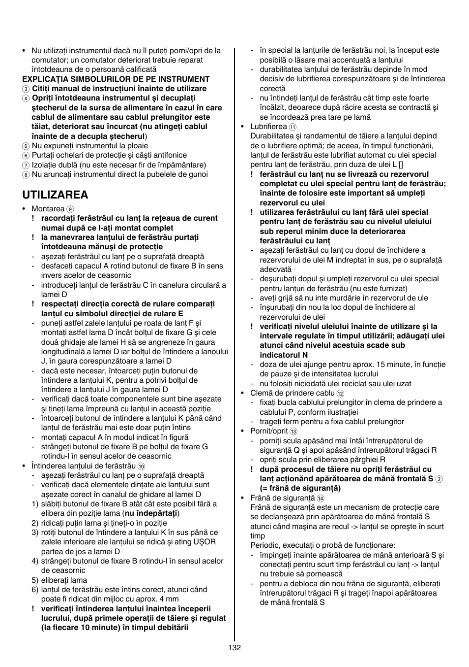 Utilizarea | Skil 0780 RT User Manual | Page 132 / 220