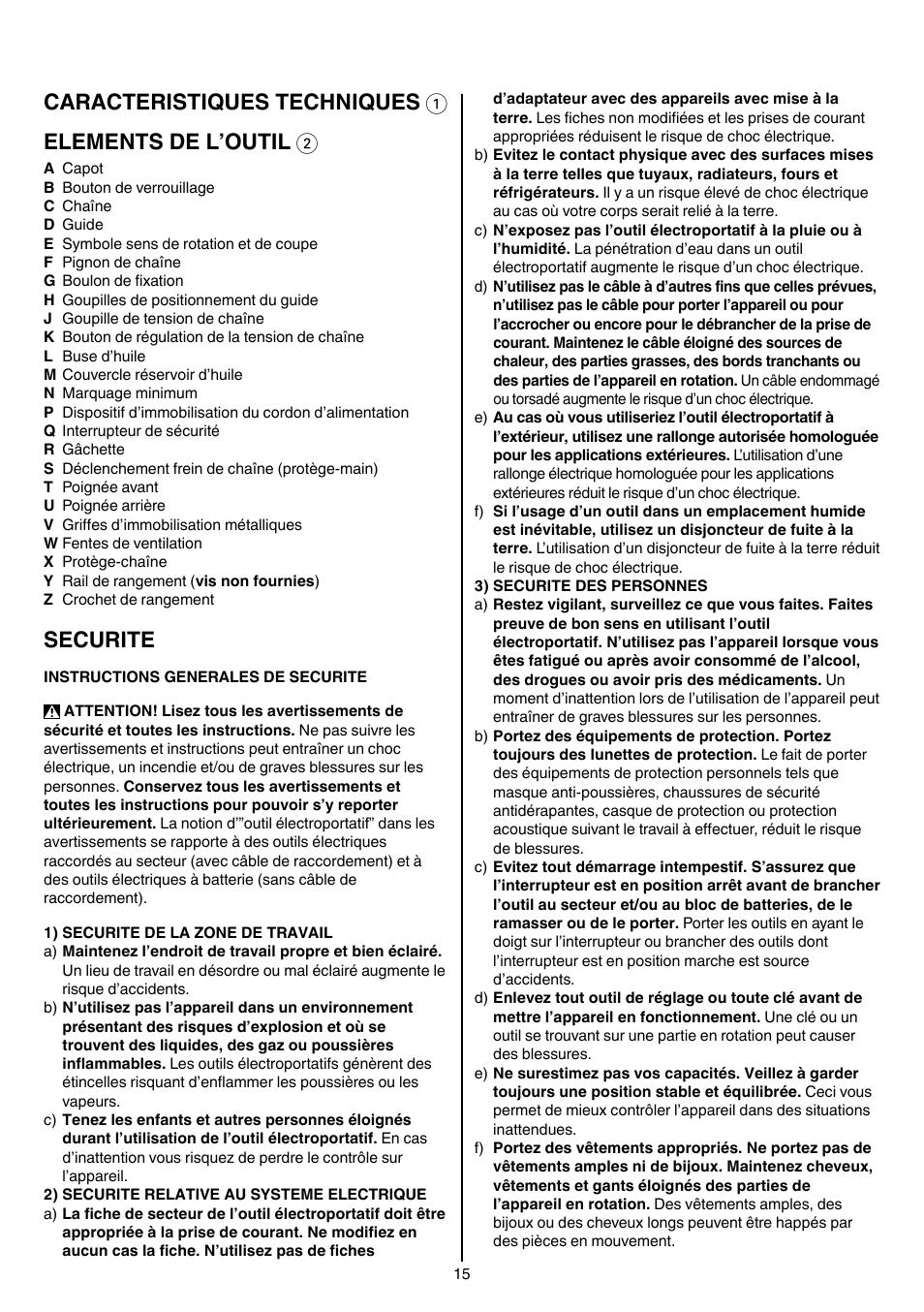 Securite | Skil 0780 RT User Manual | Page 15 / 220