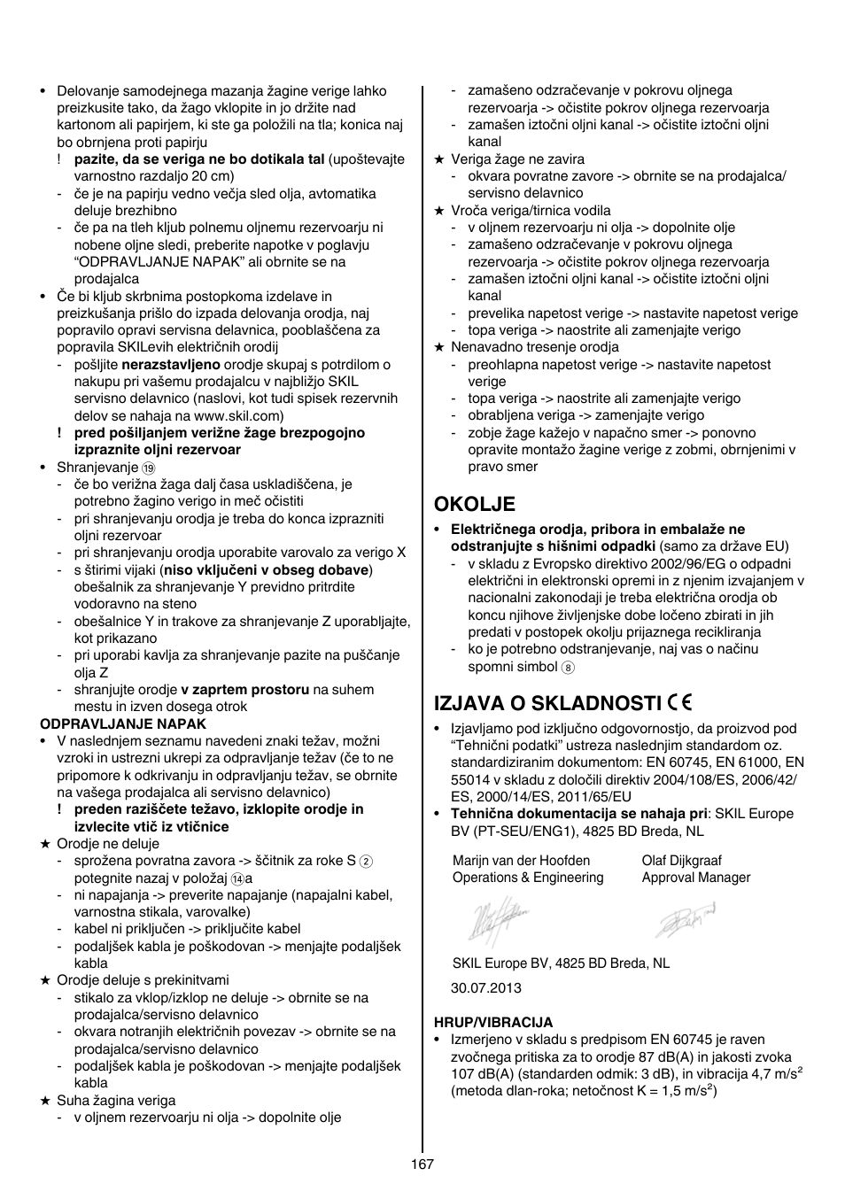 Okolje, Izjava o skladnosti | Skil 0780 RT User Manual | Page 167 / 220