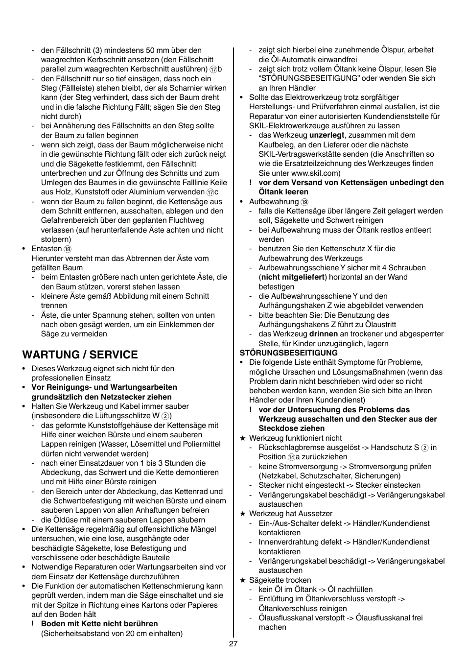 Wartung / service | Skil 0780 RT User Manual | Page 27 / 220