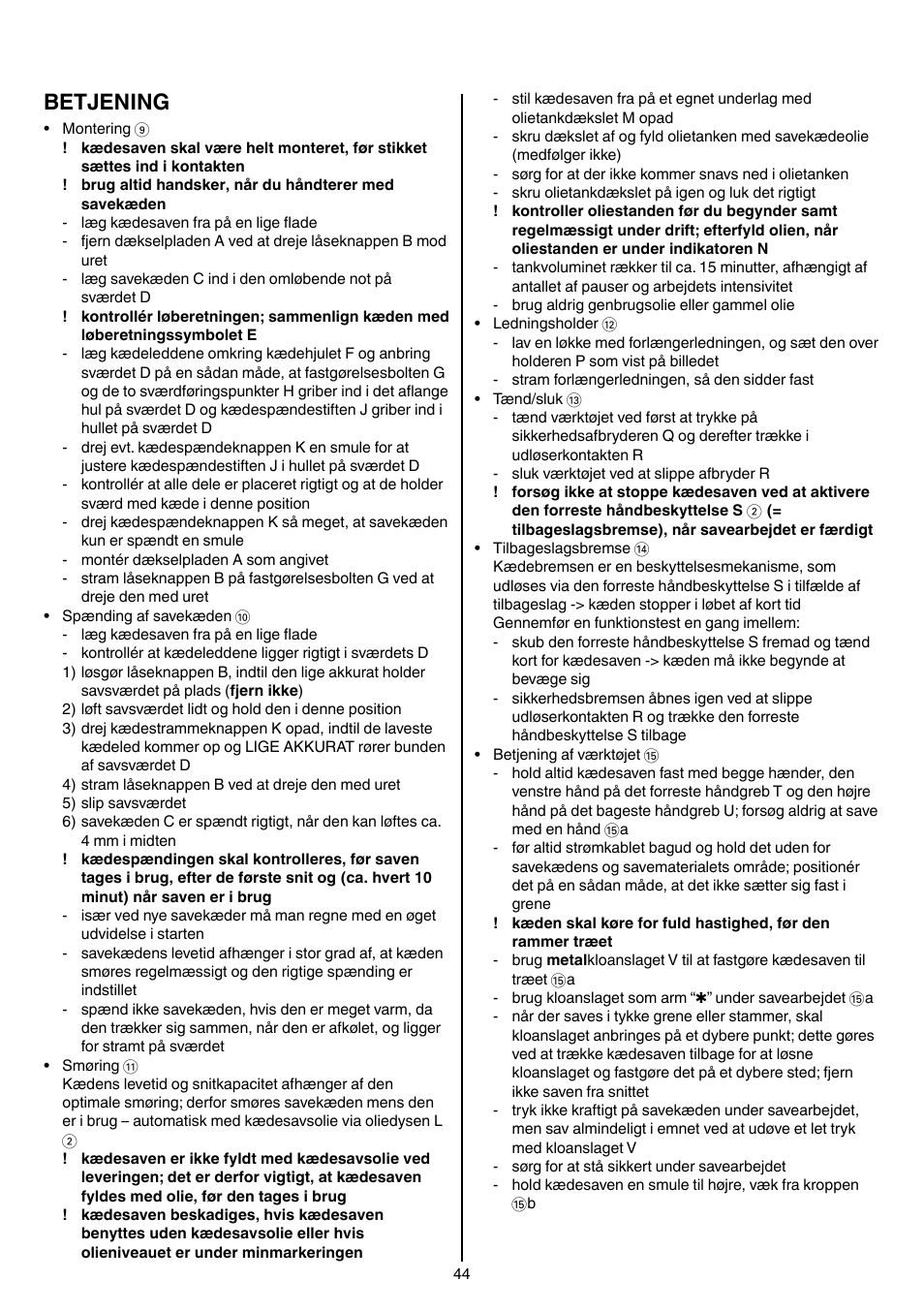 Betjening | Skil 0780 RT User Manual | Page 44 / 220