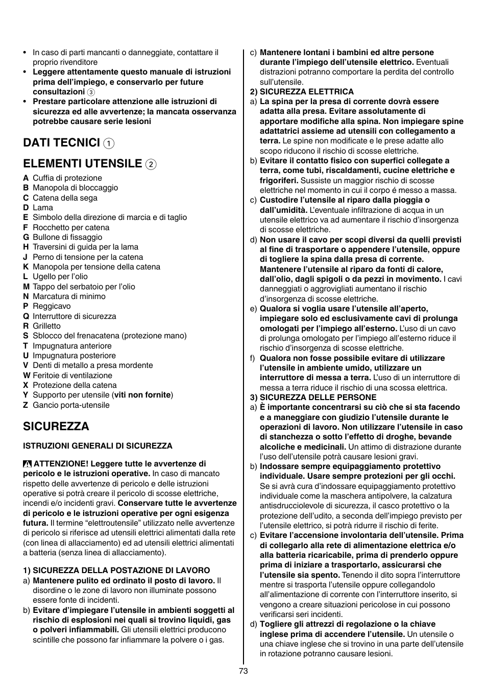 Dati tecnici 1 elementi utensile 2, Sicurezza | Skil 0780 RT User Manual | Page 73 / 220