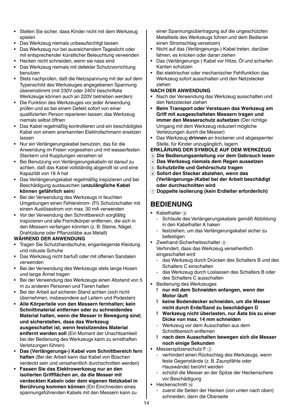 Bedienung | Skil 0740 RT User Manual | Page 14 / 124