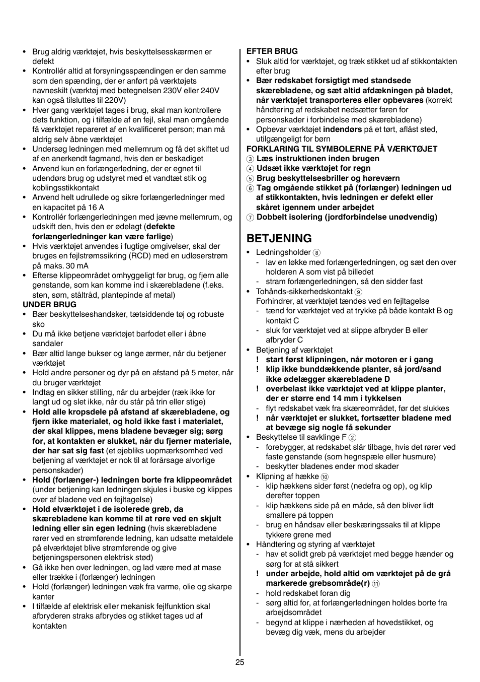 Betjening | Skil 0740 RT User Manual | Page 25 / 124