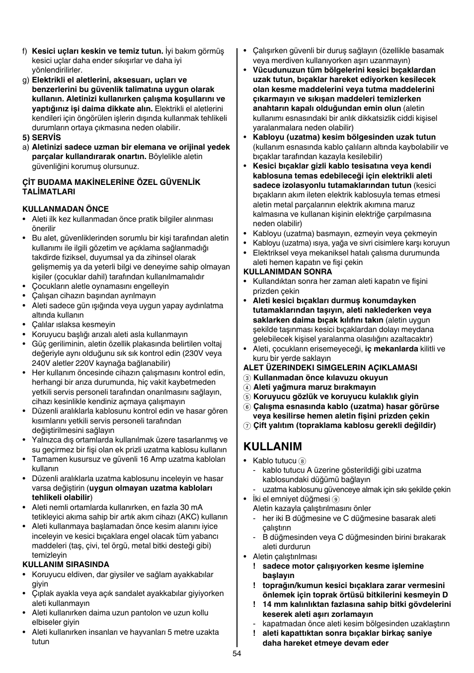 Kullanim | Skil 0740 RT User Manual | Page 54 / 124