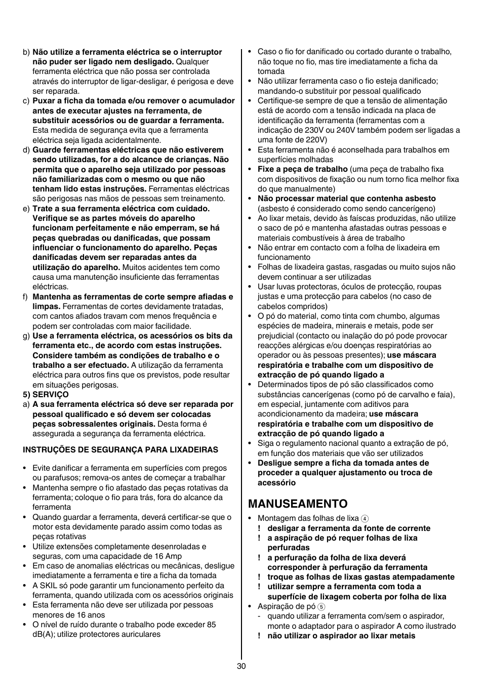 Manuseamento | Skil 7003 AA User Manual | Page 30 / 96