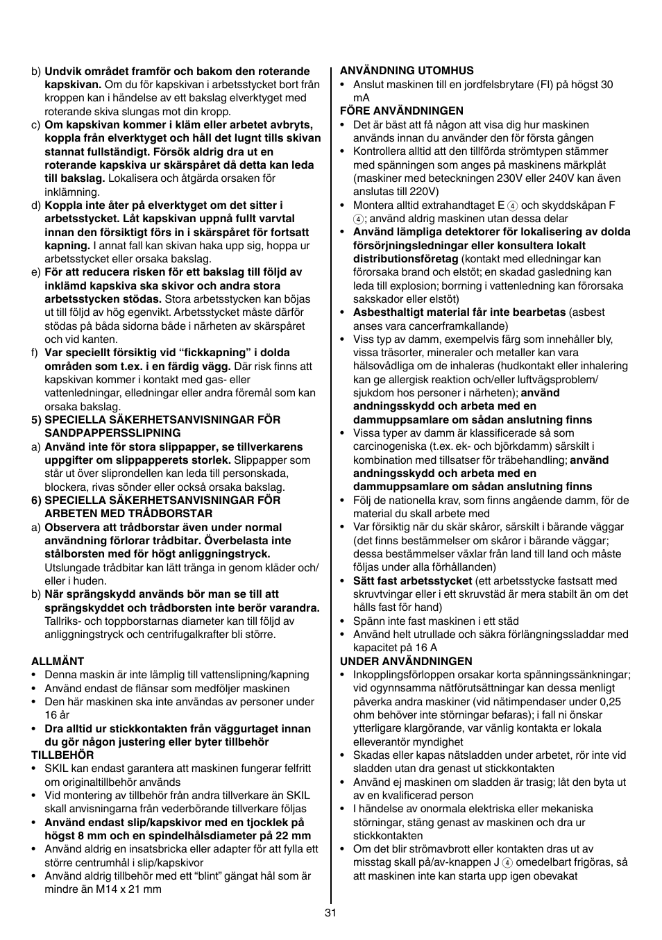 Skil 9030 AA User Manual | Page 31 / 180
