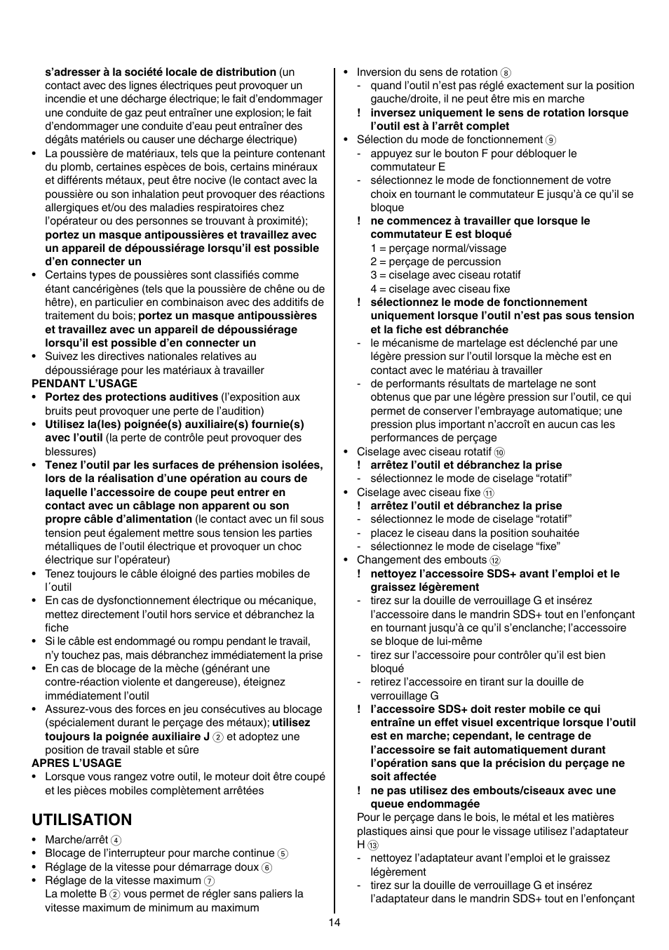 Utilisation | Skil 1764 AK User Manual | Page 14 / 128