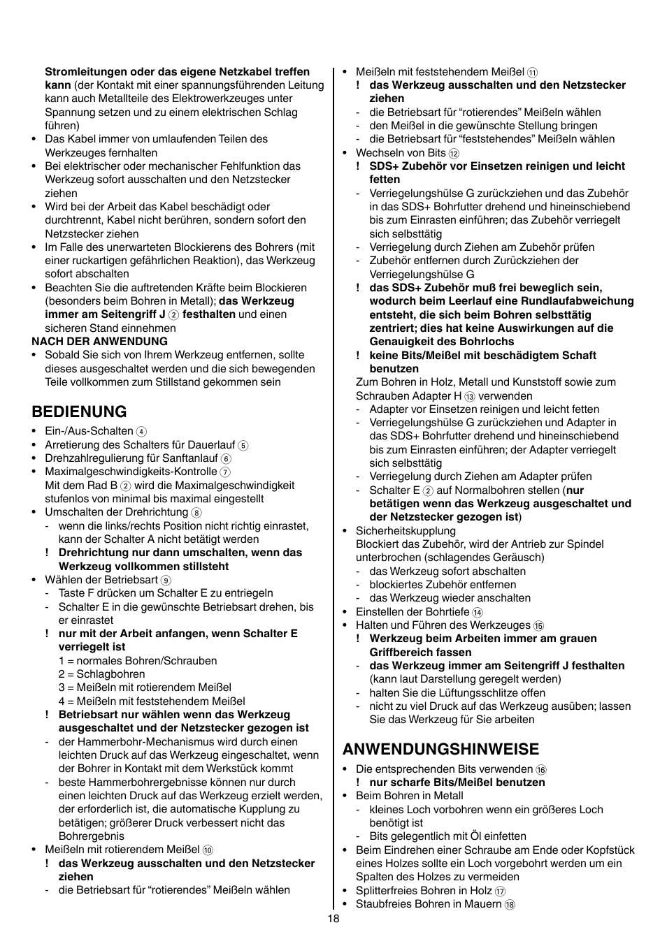 Bedienung, Anwendungshinweise | Skil 1764 AK User Manual | Page 18 / 128