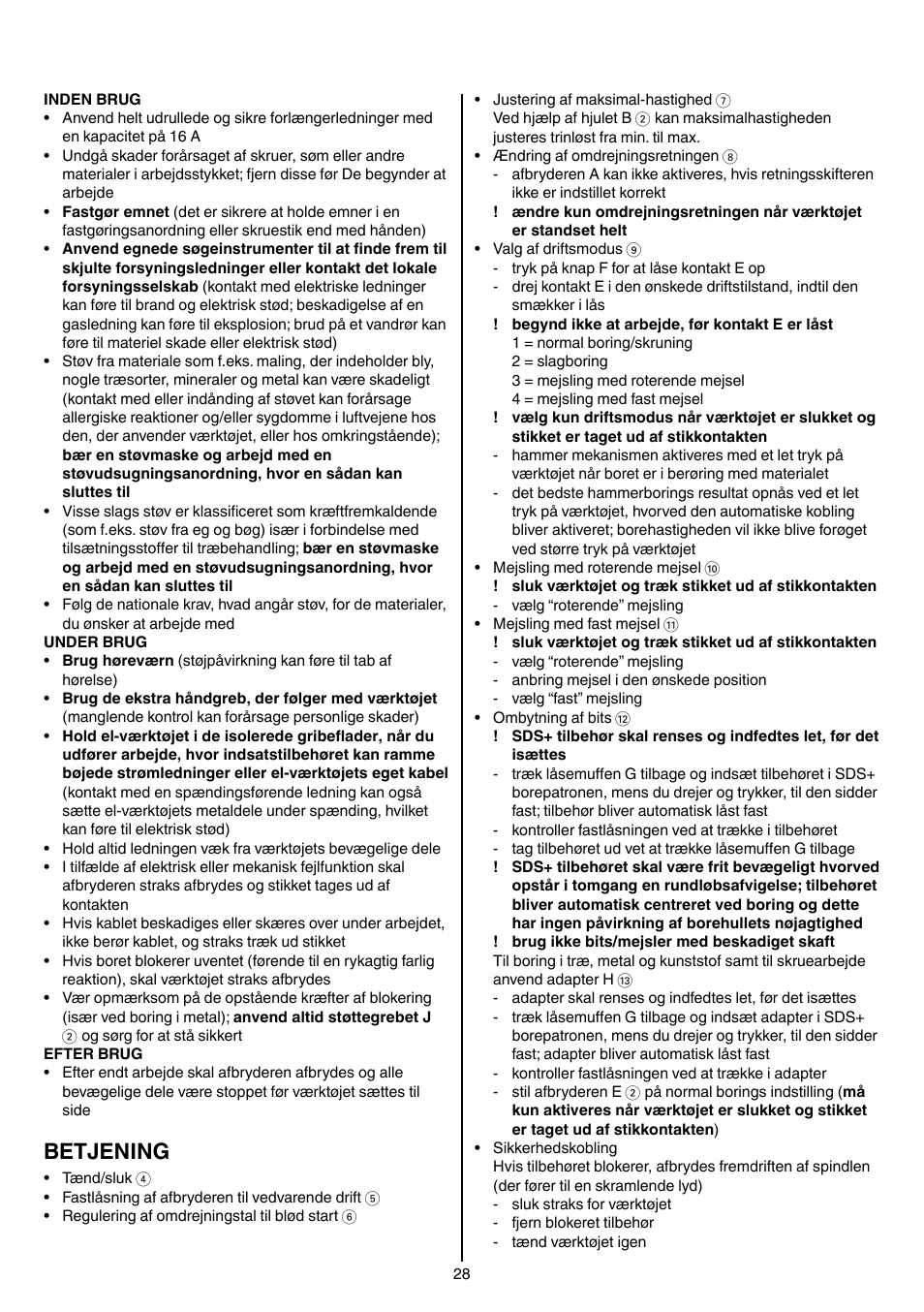 Betjening | Skil 1764 AK User Manual | Page 28 / 128
