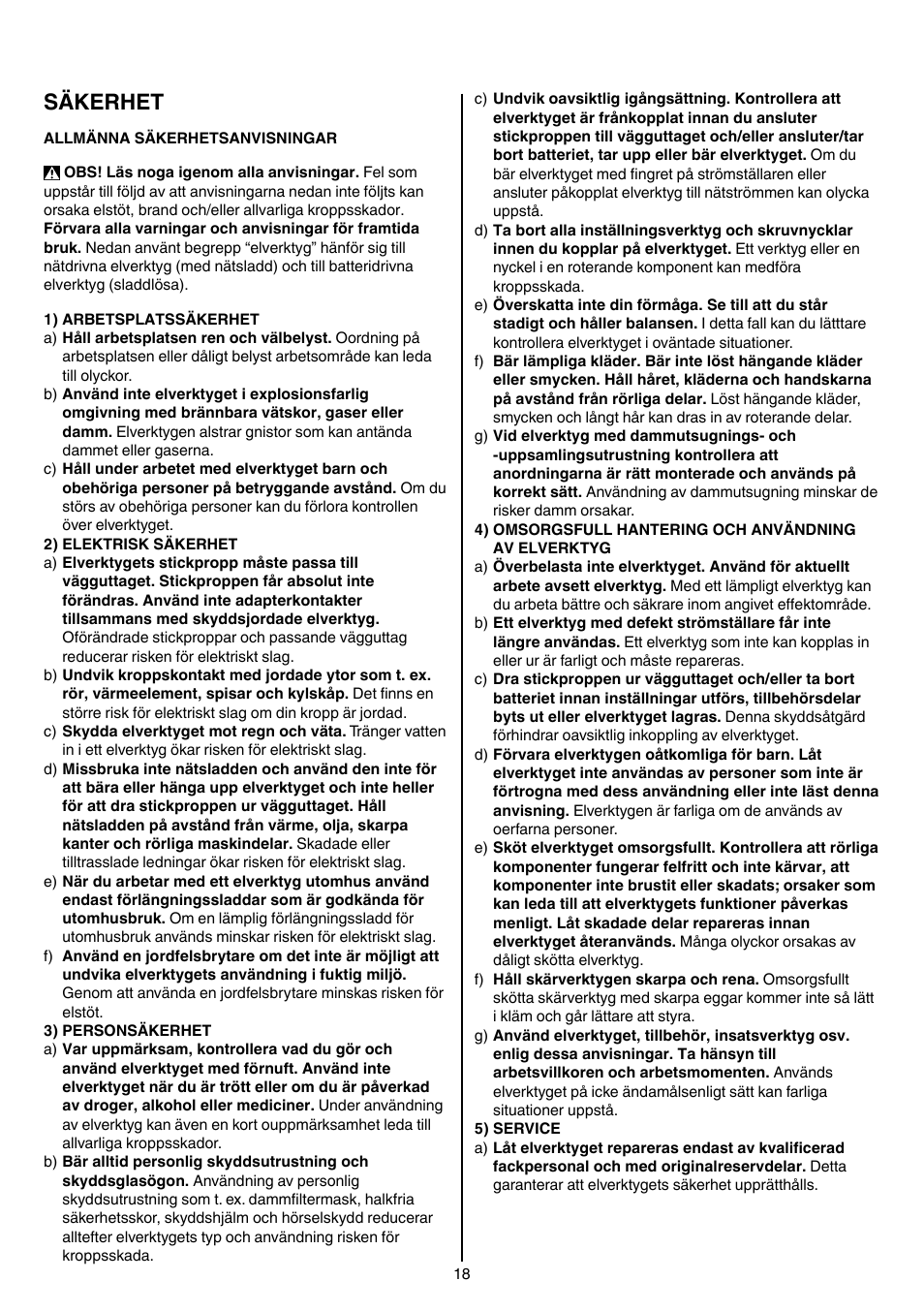 Säkerhet | Skil 1210 AA User Manual | Page 18 / 108