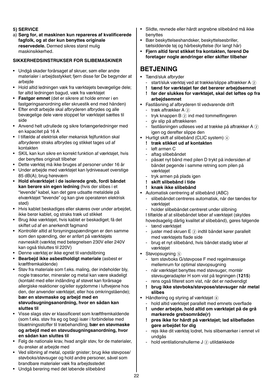 Betjening | Skil 1210 AA User Manual | Page 22 / 108